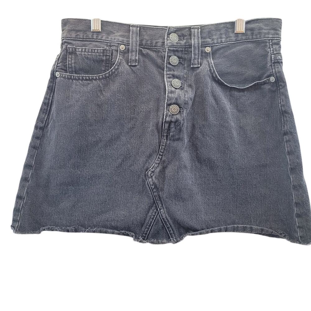 Y2K Madewell Black Denim Mini Skirt 28 Grunge Soft Goth